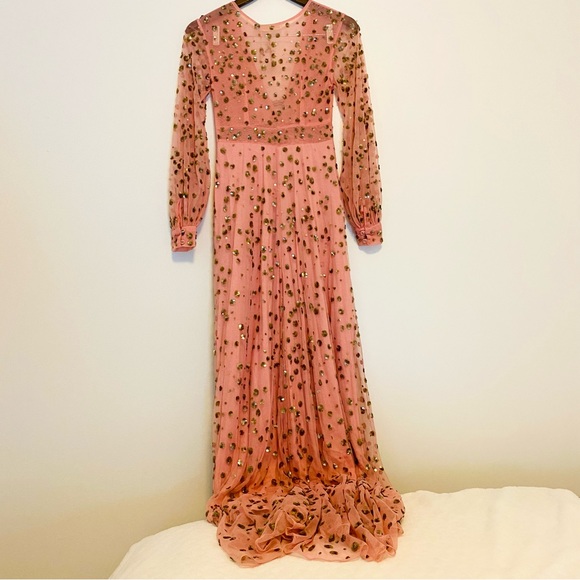 LoveShackFancy Janet Sequin-embellished Stretch-tulle Maxi Dress Bubblegum - Picture 16 of 16